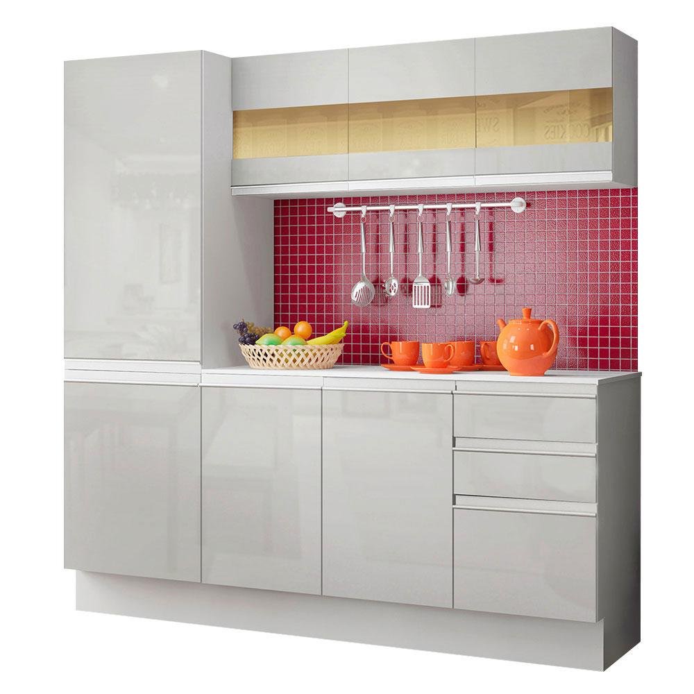 Armário de Cozinha Compacta 100% MDF 170 cm Frentes Branco Brilho Smart Madesa 01 - 3