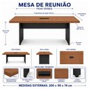 Ver mais imagens de Mesa de Reunião 2,00×0,90m com Caixa de Tomada - Workstart - Nogal Sevilha/Preto - 21403