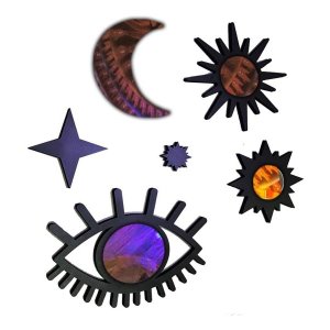 Conjunto Espelho Místico Celestial Esotérico Decorativo