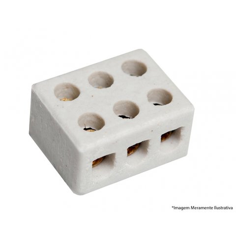 Conector Porcelana 16mm 3 Polos 04.14 C/12pçs