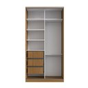 Ver imagem 3 de Guarda-Roupa Solteiro 2 Portas de Correr com Espelho 3 Gavetas MDF 235x120cm Domus Marrom Freijó Natura