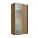 Ver imagem 1 de Guarda-Roupa Solteiro 2 Portas de Correr com Espelho 3 Gavetas MDF 235x120cm Domus Marrom Freijó Natura