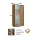Ver imagem 2 de Guarda-Roupa Solteiro 2 Portas de Correr com Espelho 3 Gavetas MDF 235x120cm Domus Marrom Freijó Natura