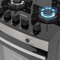 FOGAO 4 BOCAS VENAX MAXI VITREO INOX GAS GLP - 3 FOGAO 4 BOCAS VENAX MAXI VITREO INOX GAS GLP - 3