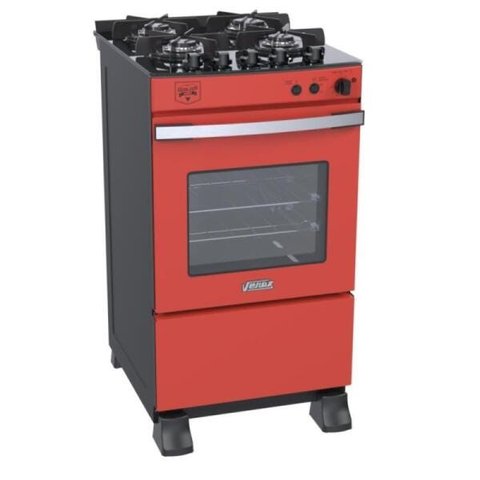 Fogao 4 Bocas Venax Gaudi Vetro Vitreo Vermelho Gas GLP 220 V