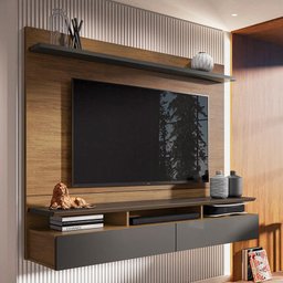 Home Suspenso Noruega Freijó/Grafite Perolizado para TV até 55” - Móveis Leão - 2