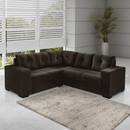 Sofá-Canto 5 Lugares Vilena - 2,00x2,00M - Veludo Marrom - 1