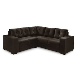 Sofá-Canto 5 Lugares Vilena - 2,00x2,00M - Veludo Marrom - 2