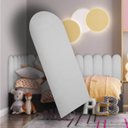 Ver imagem 2 de Kit 6 Placas Cabeceira Nuvem Estofada para Cama Box - Módulo 20cm X 60cm:bege