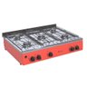 FOGAO DE MESA 5 BOCAS VENAX GRAND PETIT VETRO VERMELHO GAS GLP - 2