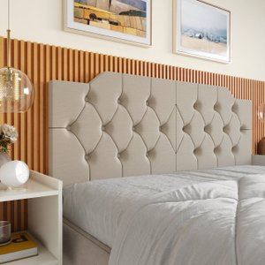 Cabeceira Cama Queen Painel Dobravel Quarto Estiloso Retro:areia