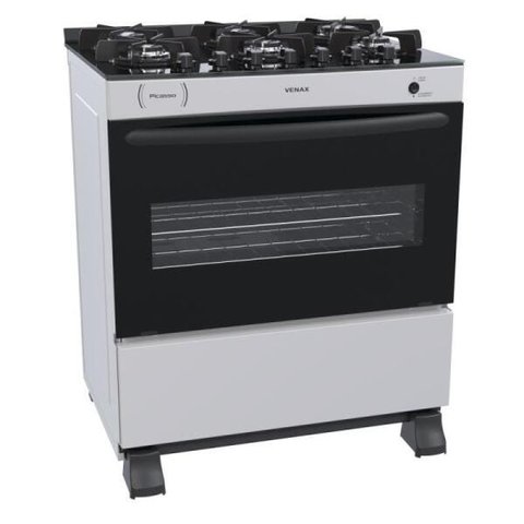 FOGAO 6 BOCAS VENAX PICASSO VITREO BRANCO GAS GLP