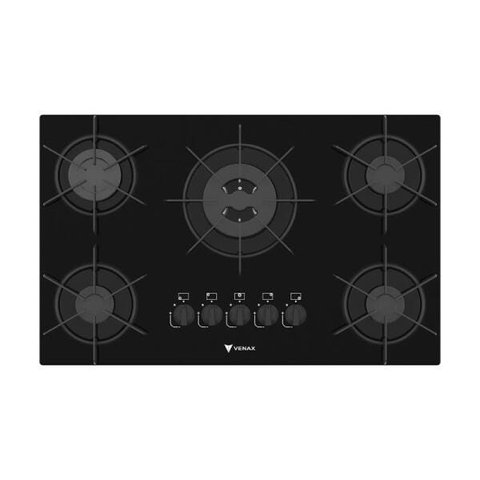 COOKTOP 5 BOCAS VENAX ARENA PRETO/PRETO GAS GLP