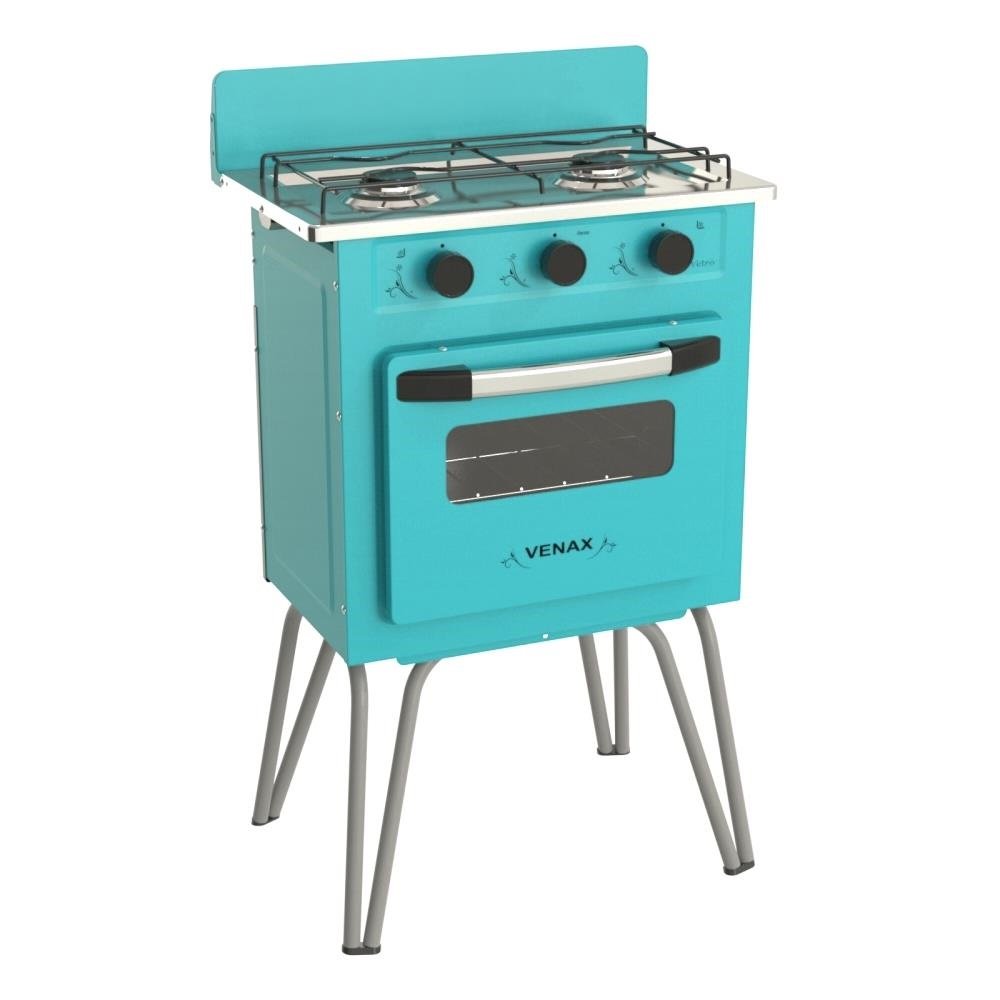FOGAO 2 BOCAS VENAX GEMINI VETRO VERDE GAS GLP - 2