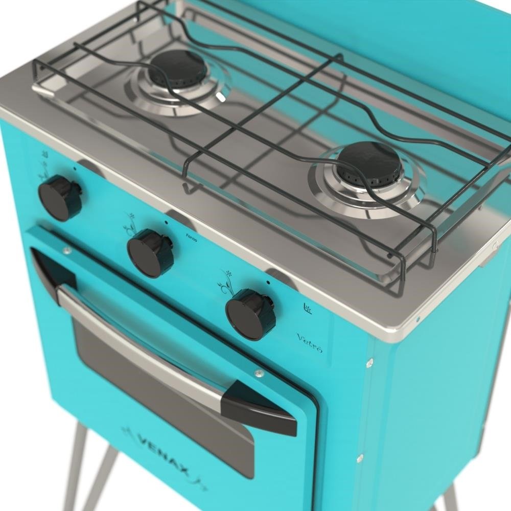 FOGAO 2 BOCAS VENAX GEMINI VETRO VERDE GAS GLP - 3