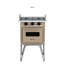 FOGAO 2 BOCAS VENAX GEMINI TAMPA DE VIDRO BEGE GAS GLP - 1