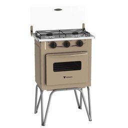 FOGAO 2 BOCAS VENAX GEMINI TAMPA DE VIDRO BEGE GAS GLP - 2