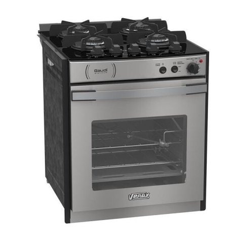 Fogao de Embutir 4 Bocas Venax Gaudi Platinum Vitreo Inox Gas Glp - 220v