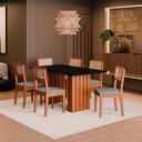 Ver imagem 2 de Mesa Sala Jantar Santiago 160x90 Cm com Tampo de Vidro Cinamomo/preto