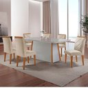 Ver imagem 1 de Mesa de Jantar Diane 180cm Tampo Mdf Vidro Canto Copo e 6 Cadeiras Melissa
