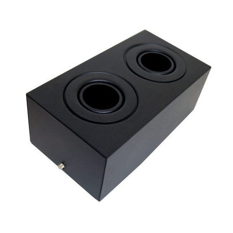 Spot Plafon Sobrepor Box Duplo Dicróica Preto 9.6w 6000k Frio Bivolt