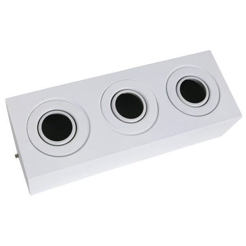 Spot Plafon Sobrepor Box Triplo Dicróica Branco 14.4w 6000k Frio Bivolt