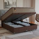 Ver imagem 1 de Cama Box Baú Queen + Colchão Comfort Class Pillow Top Bege/suede Marrom