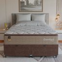 Ver mais imagens de Cama Box Baú Queen + Colchão Comfort Class Pillow Top Bege/suede Marrom
