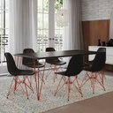 Ver imagem 1 de Conjunto de Mesa Eames Clips de Ferro Cobre Tampo Preto 135x75 6 Cadeiras Cobre Assento Preto