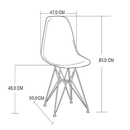 Conjunto de Mesa Eames Clips de Ferro Preto Tampo Preto 135x75 6 Cadeiras Ferro Preta Assento Preto - 4