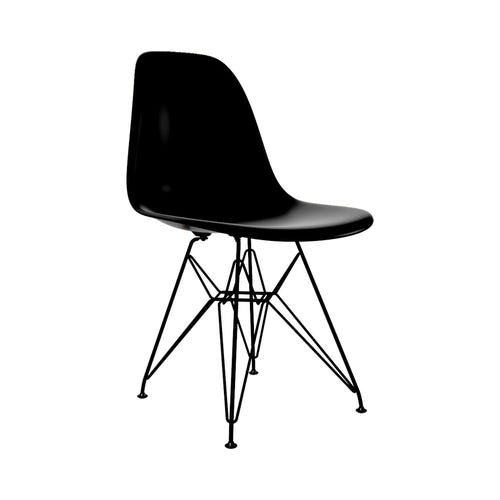 Conjunto de Mesa Eames Clips de Ferro Preto Tampo Preto 135x75 6 Cadeiras Ferro Preta Assento Preto - 2