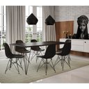 Ver imagem 1 de Conjunto de Mesa Eames Clips de Ferro Preto Tampo Preto 135x75 6 Cadeiras Ferro Preta Assento Preto