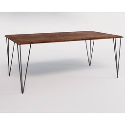 Conjunto de Mesa Eames Clips de Ferro Preto Tampo Amêndoa 135x75 6 Cadeiras Preta Assento Preto - 3