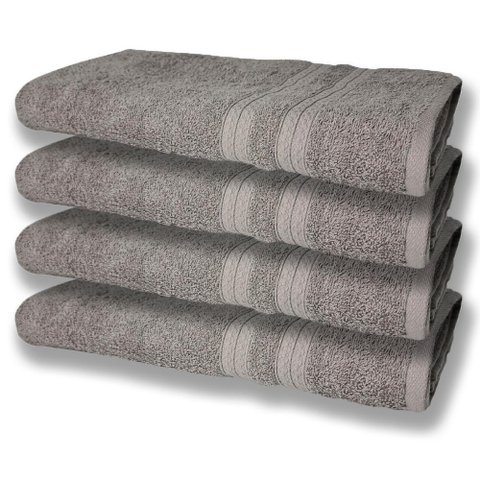 4 Toalhas Super Felpudas Grande e Grossa Algodão 80x150 Itália Soft Beka - Cinza