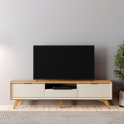 Rack 3 Gavetas Moderno 2,20m - Viena-naturale/off White - Mavau Móveis - 1