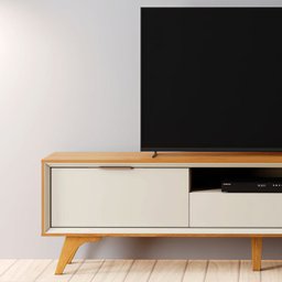 Rack 3 Gavetas Moderno 2,20m - Viena-naturale/off White - Mavau Móveis - 2