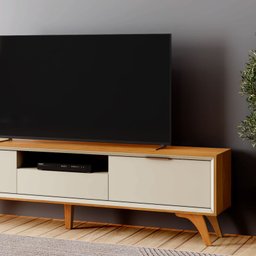 Rack 3 Gavetas Moderno 2,20m - Viena-naturale/off White - Mavau Móveis - 3