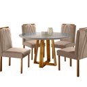 Ver imagem 1 de Conjunto Sala de Jantar Natalle 4 Lugares Mesa Redonda 1,0m e 4 Cadeiras Madeira Maciça Móveis Mundi
