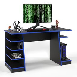 Mesa para Computador Gamer Star Preto/Azul - PR Móveis - 1