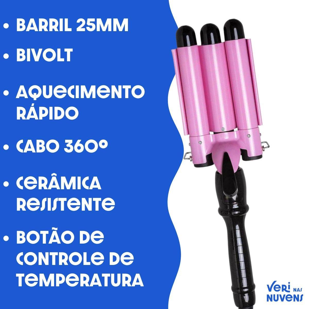 Modelador de Cachos Triondas Ondulador 25mm Bivolt Cacheador - 2