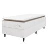 Cama Box Colchão Solteiro Molas Ensacadas City Pillow Top 88x188x61cm Linho Branco / Bege Hellen - 2