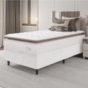 Ver imagem 1 de Cama Box Colchão Solteiro Molas Ensacadas City Pillow Top 88x188x61cm Linho Branco / Bege Hellen