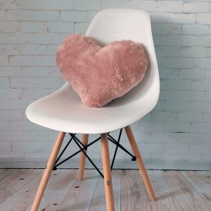Almofada de Coração Pelúcia Pelo Curto Rose Para Decoração
