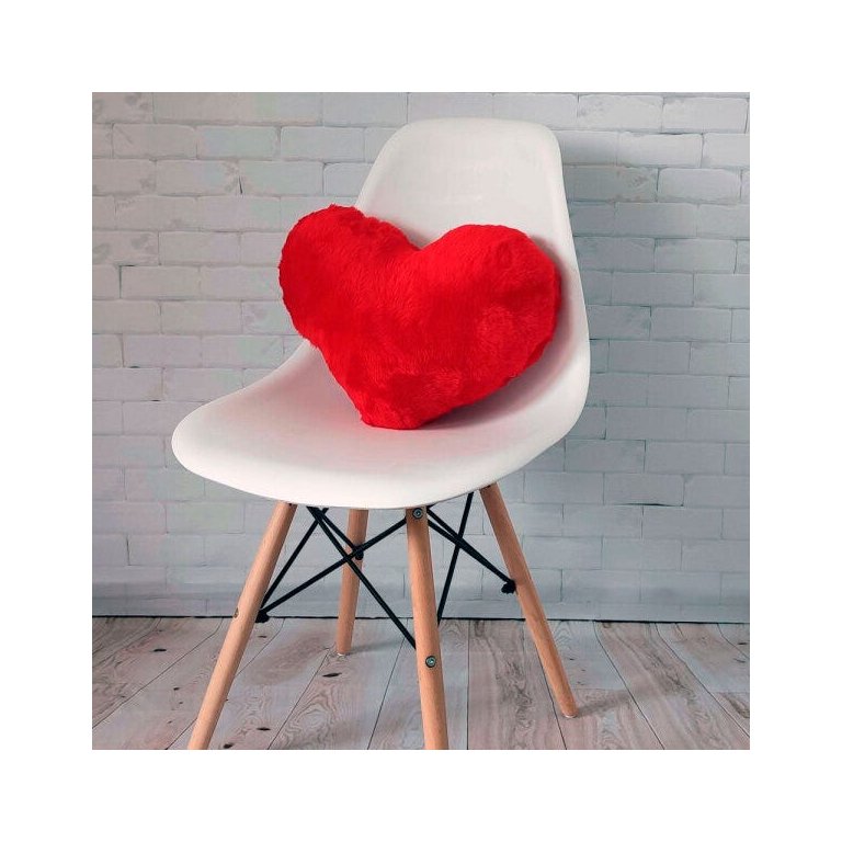 Almofada de Coração Pelúcia Pelo Curto Vermelho Para Decoração