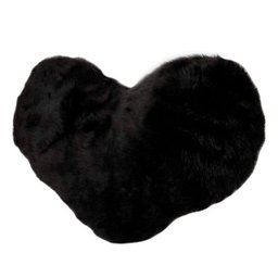 Almofada de Coração Pelúcia Pelo Curto Preto Para Decoração - 4