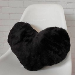 Almofada de Coração Pelúcia Pelo Curto Preto Para Decoração - 2