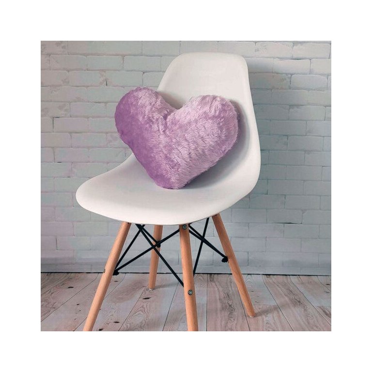 Almofada de Coração Pelúcia Pelo Curto Lilás Para Decoração