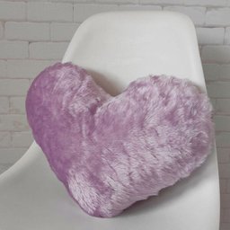 Almofada de Coração Pelúcia Pelo Curto Lilás Para Decoração - 2