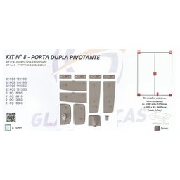 Kit 8 Porta dupla pivotante Glass Peças kit8 Branco - 2