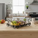 Ver imagem 1 de Bandeja Petisqueira Artesanal de Mesa em Ferro e Madeira Retangular Rústica